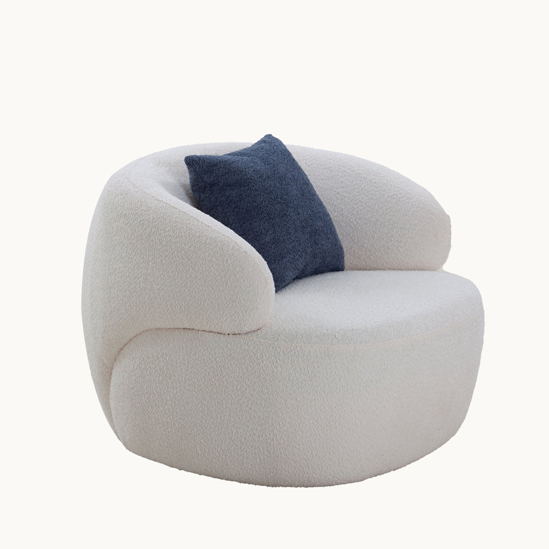 35'' Wide Upholstered Barrel Chair, Beige Fabric
