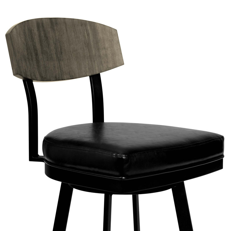 Tabouret de bar Mid-Century avec siège pivotant et dossier en bois