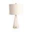Lampe de table géométrique en pierre d'albâtre pour salon - Petite lampe d'appoint moderne et glamour pour chambre, chevet ou bureau - 66 cm, blanc et or