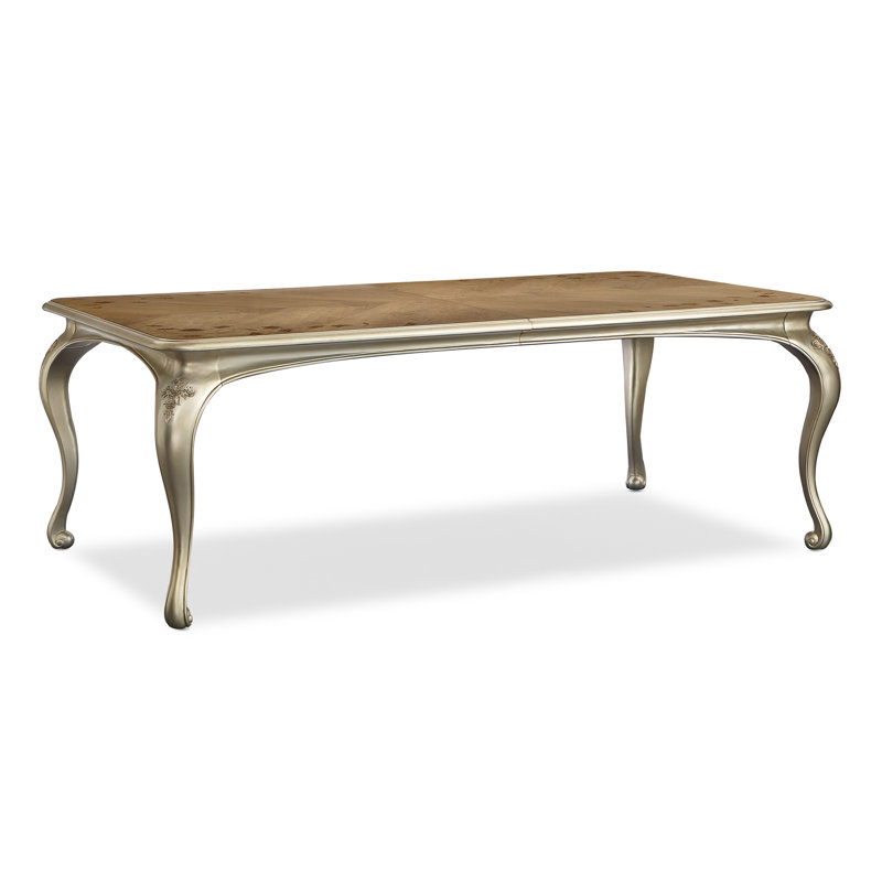 Fontainebleau Rectangular Brown and Gold Extendable Dining Table