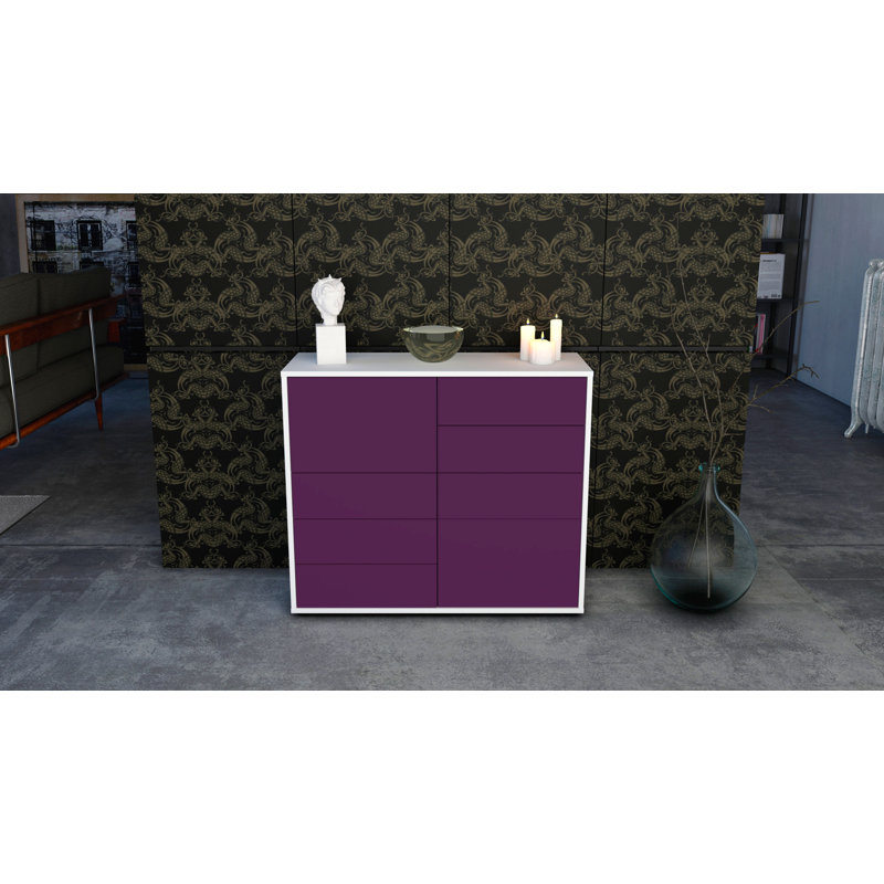 Reaon 92cm Sideboard, White/Purple