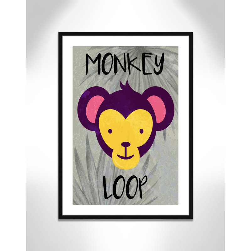 «Monkey Loop», impression sur papier, Encadré de boîte noir, H 34,5 po x l 24 po x P 1,18 po