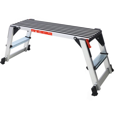 Plateforme en aluminium antidérapant avec banc de travail pliable et échelle de cloisons sèches d'une capacité de 330 lb