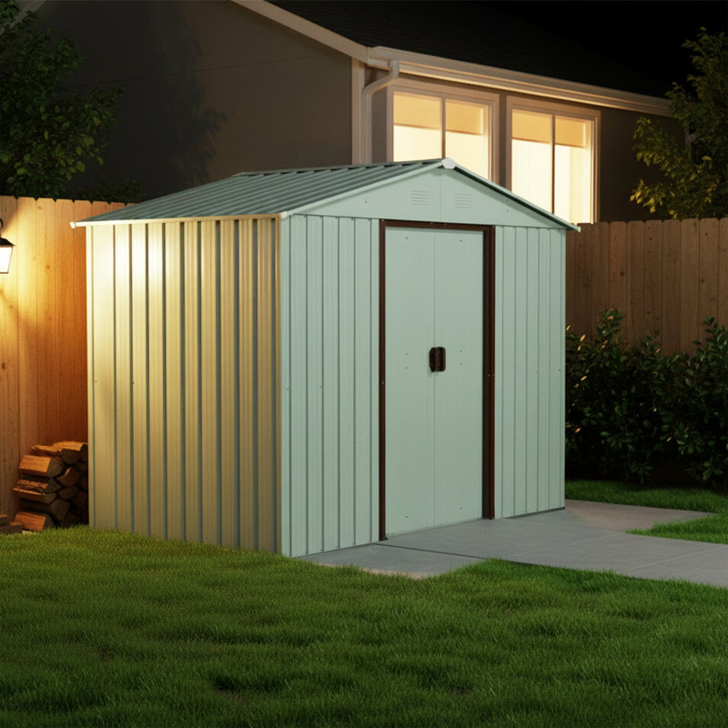 6 ft. x 5 ft. Outdoor Metal Storage Shed, 46.85" H x 72.44" W x 72.44" D, White