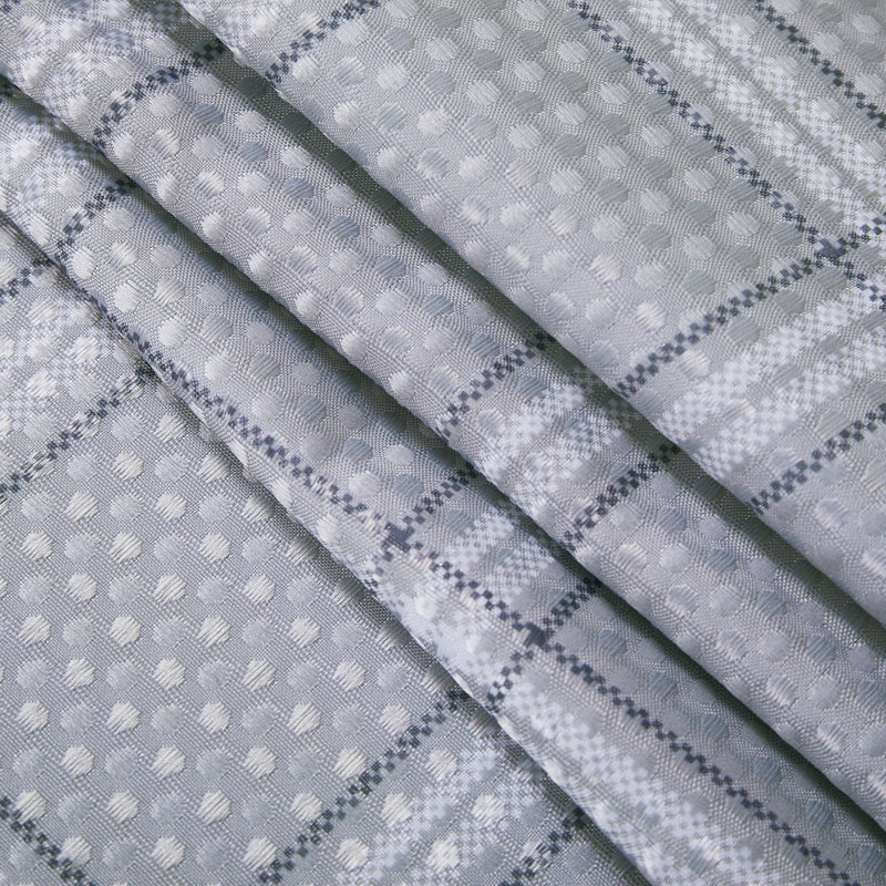 Gray Plaid Linen Textured Waterproof Shower Curtain with Hooks
