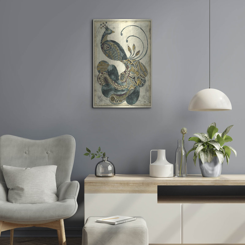  «Royal Peacock 1» par Chariklia Zarris, art mural en métal, 16 po x 24 po, H 24 po x l 16 po