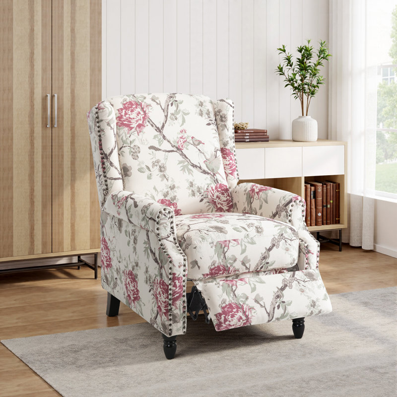 29.13cm Wide Standard Recliner, Pink/Beige Floral