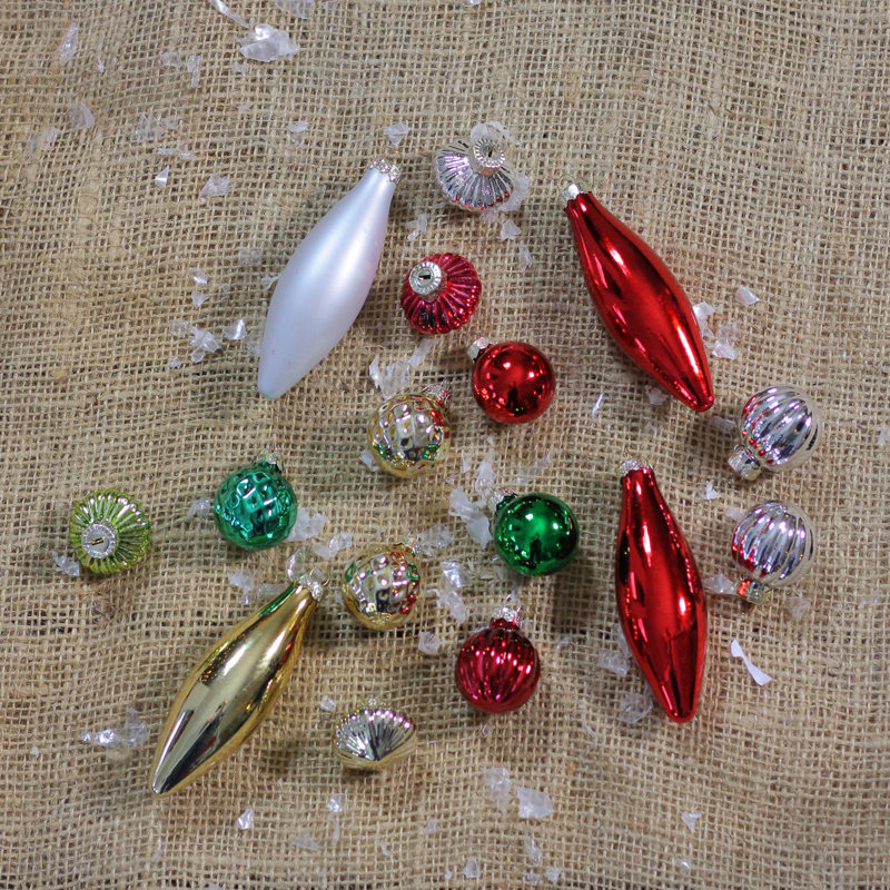 Ornements de Noël traditionnel faîteau rouge et vert 16 carats 4 po (101 mm)