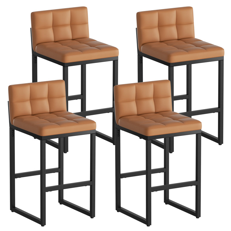 Counter Stool with Metal Frame, Yellow, 4