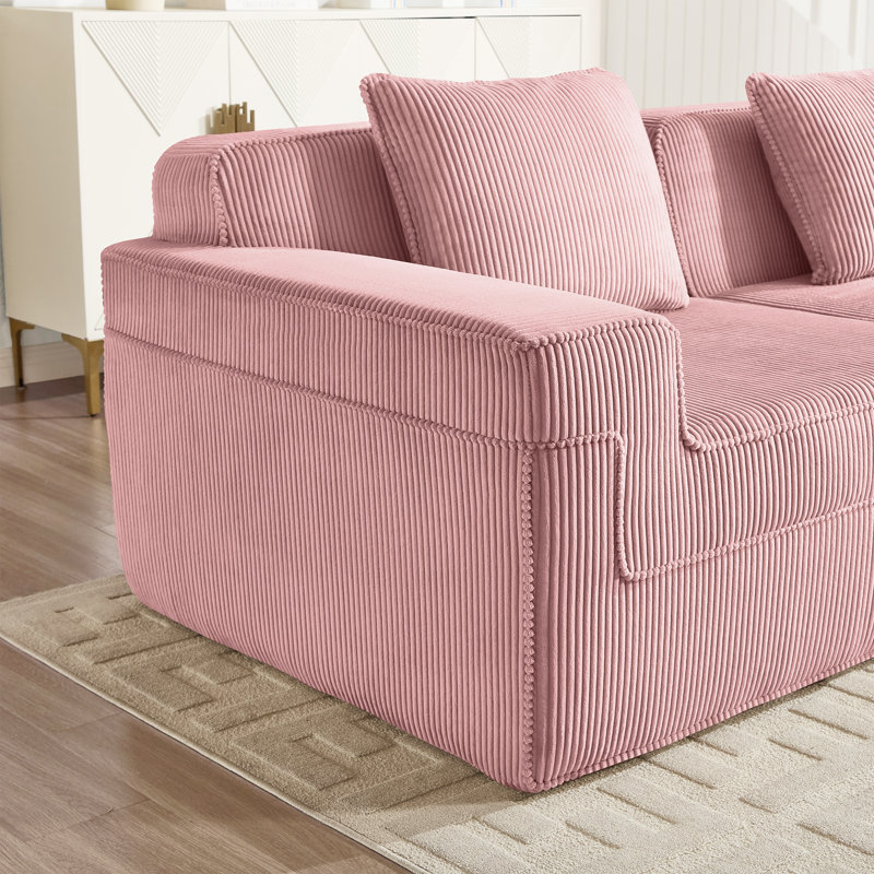 Avena 83" W x 63" D x 25" H 2-Piece Corduroy Modular Sectional Sofa