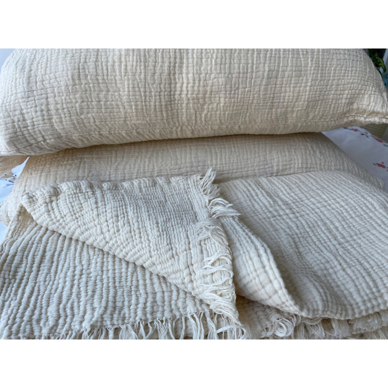 Muslin Shams Cotton Sham Set, Standard/Twin, Ivory