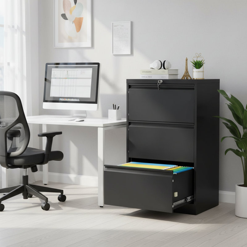 59.99 cm W Filing Cabinet, Black