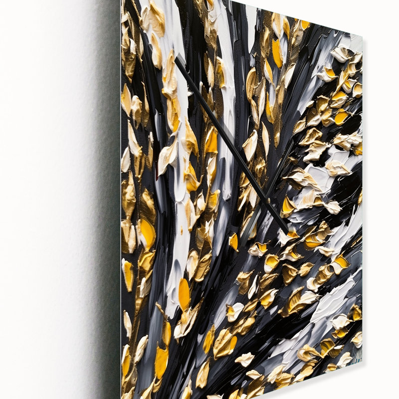 Golden Wave Reflections VII - Horloge murale abstraite, H 28 po x l 12 po x P 1 po