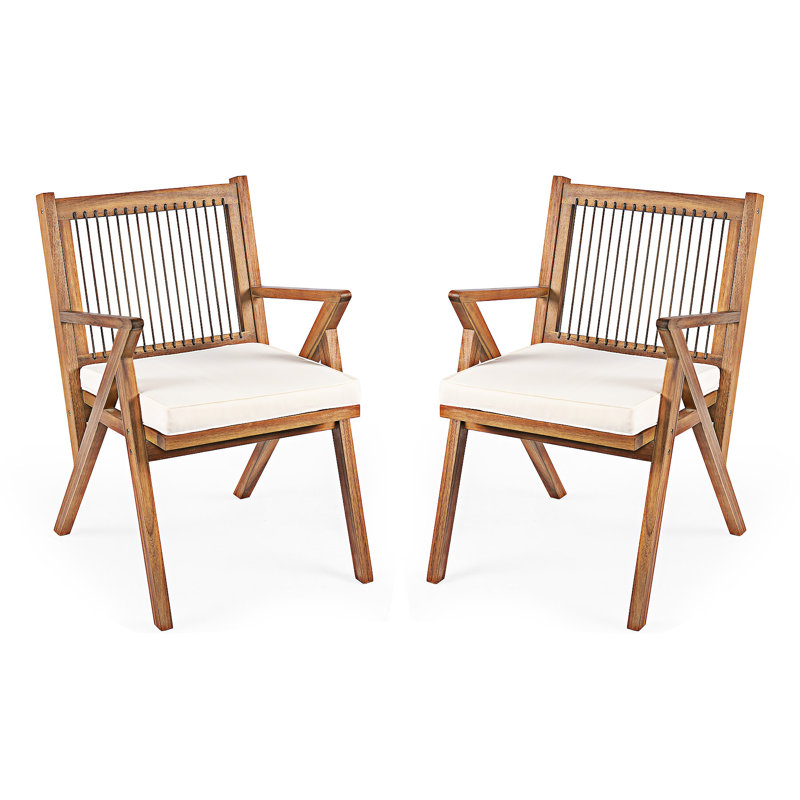 Chaise de patio avec coussin (ensemble de 2)