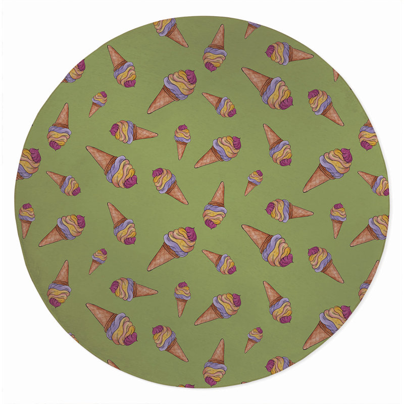 Summer Ice Cream Outdoor Rug, Round 5'