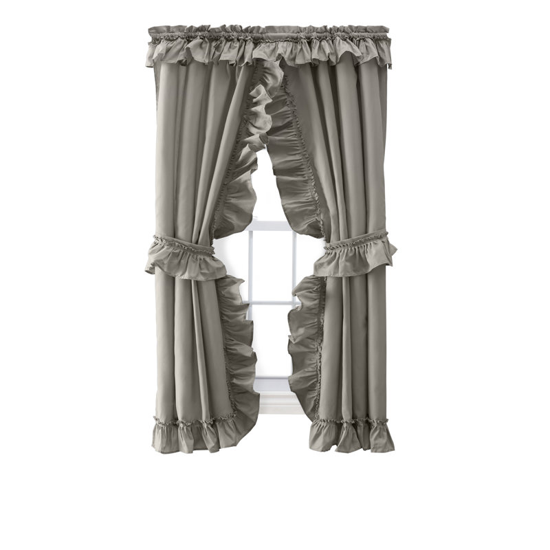 Ellis Cotton Blend Semi Sheer Curtain Pair, 27" W x 63" L, Gray