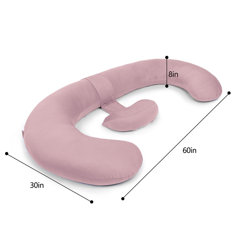 E-shaped Pregnancy Pillow, Tencel Material, Full Body Maternity Pillow For Side Sleepers 60 Inch-support For Back, Legs, Belly, Hips, Pink