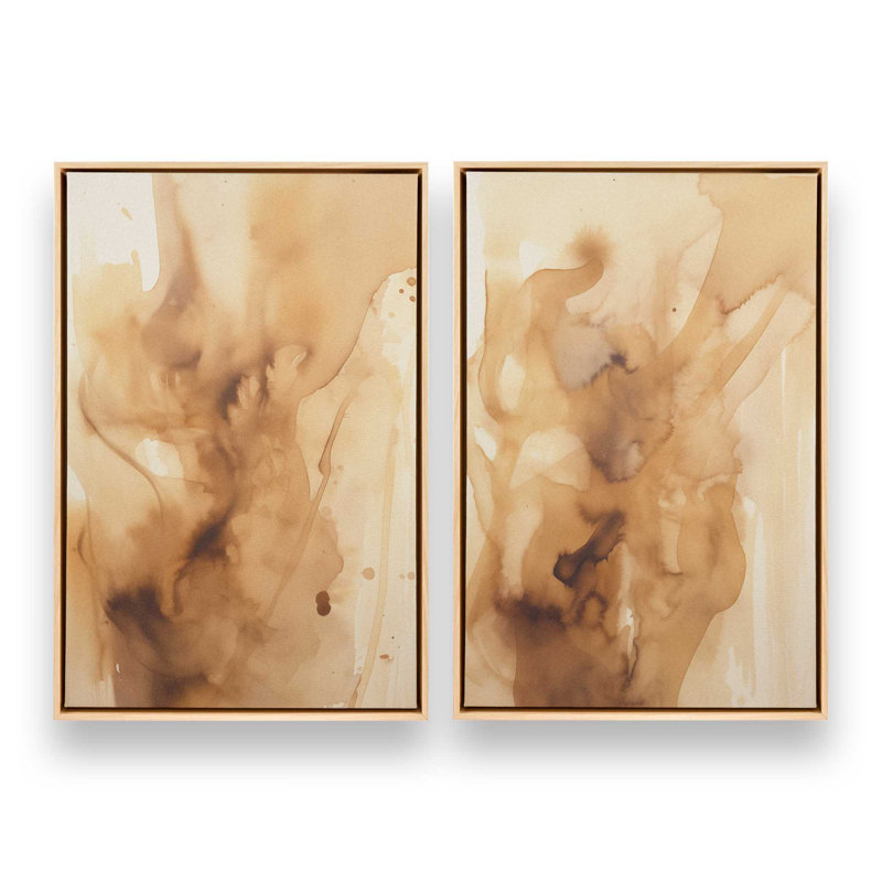 Burnt Echoes, ensemble de 2 toiles encadrées, Cadre américain en érable flottant, H 48,75 po x l 65,5 po x P 1,75 po