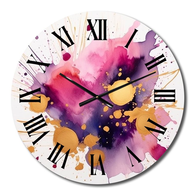 Horloge murale mauve et rose en métal II, Moyenne