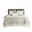 Housse de couette en coton double / grand, chenille, touche romantique, imprimé, réversible taupe, fermeture à boutons, décor lavable à la machine, chic