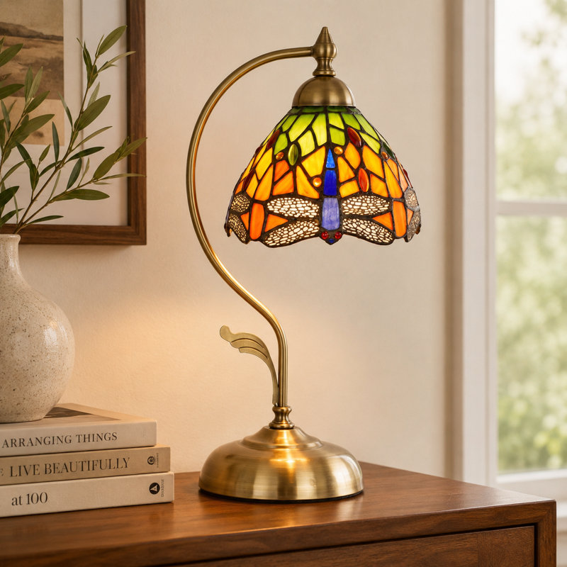 Lampe de table libellule 1 lumière 17,3 "Tiffany