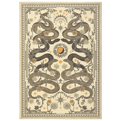 Living Room Rug  Snake Area Rug, Non Slip Washable Rugs with Soft Stain Resistant Low Pile Design, Non-Shedding Floor Carpet for Dining Room Nursery