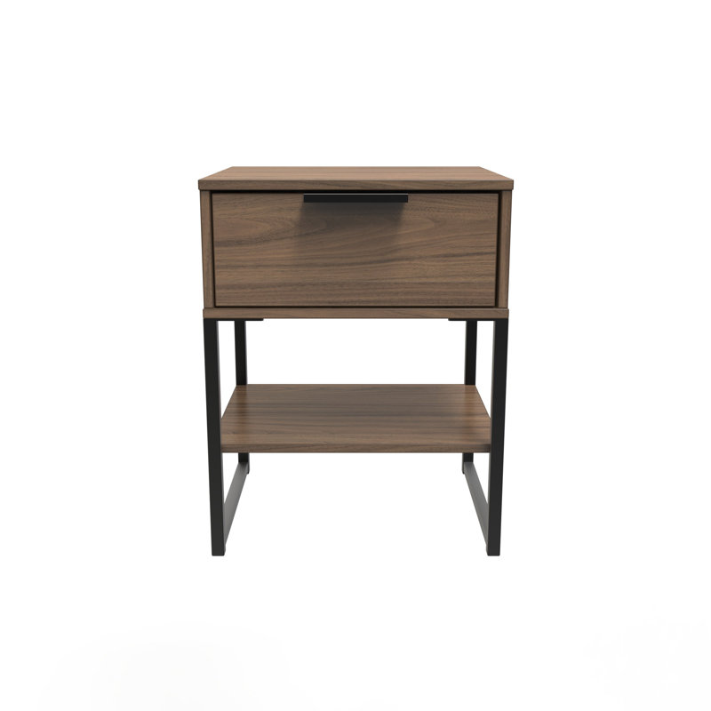 Bibek 58cm W Manufactured Wood Bedside Table, Carini Walnut
