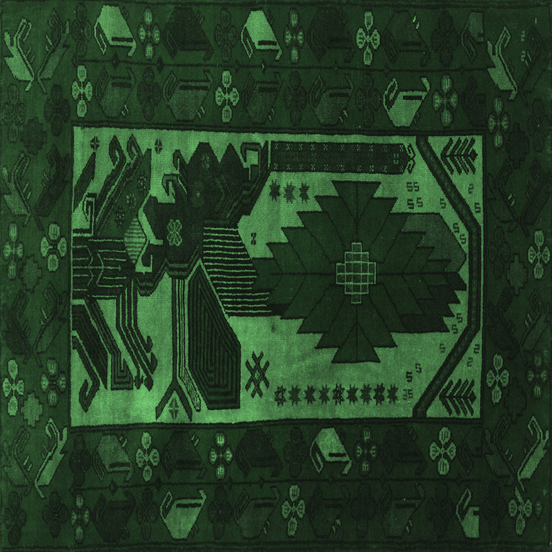 Tapis vert émeraude Jilissa Traditional 2409, Carré 7 pi