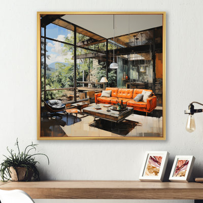 Coral Black Mid Century Elevated Elegance II - Mid-Century Canvas Art Print