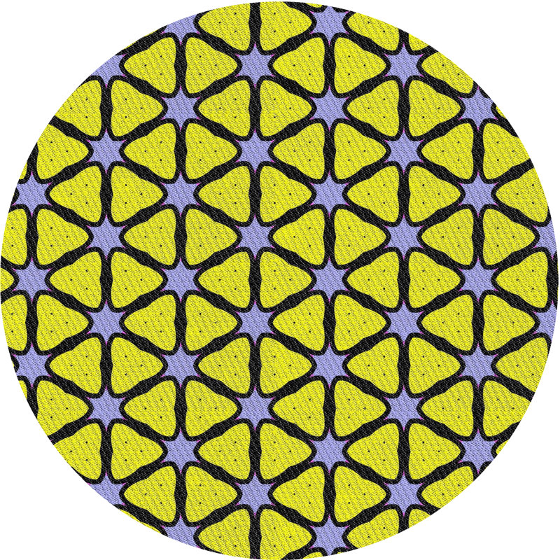Tapis jaune / noir Power Loom, Rond 6 pi