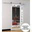 Porte de grange robuste Lucia 1299 Blanc Soie, rail de 2 m (6,6 pi), quincaillerie lourde, portes intérieures modernes à panneaux pleins - 107 cm x 244 cm (42 po x 96 po) - Miroir - Rail argenté-106962965-75685298-75685299