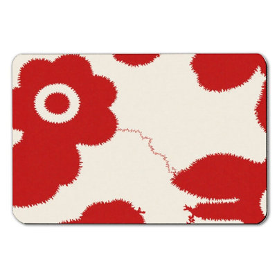 Tapis de bain rouge à motif floral abstrait, 36 x 24