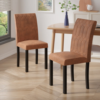 Modern Dining Room Chairs Set Of 2, Upholstered Parsons Chair With High Back, Accent Diner Side Chairs, Leather Kitchen Chairs Solid Wood Legs For Din by Winston Porter