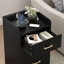 Ensemble de chambre à coucher 3 pièces, lit de rangement à DEL 4 tiroirs + 2 tables de chevet avec 3 tiroirs chacune et port USB + prise intégrée-183149500-183149503