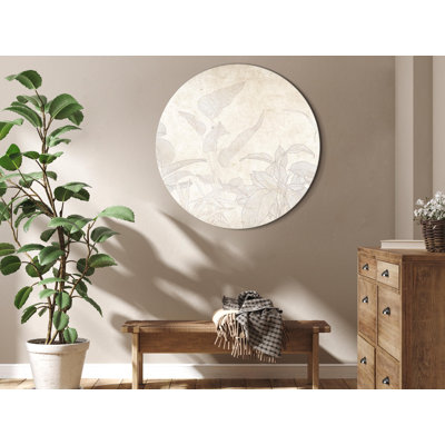 Round Canvas Print - Muted exotic greenery