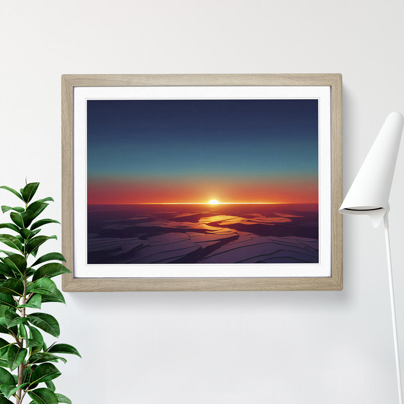 Dashing Sunset - Single Picture Frame Print, Oak, 46cm H x 64cm W x 2cm D