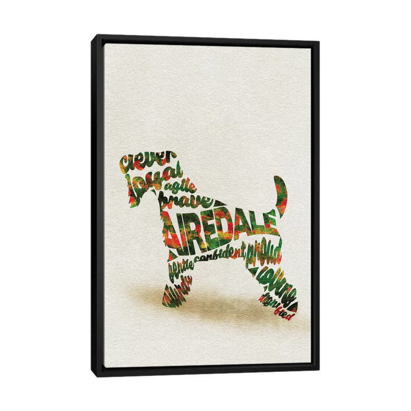 « airedale terrier » par ayse deniz akerman, reproduction d’impression sur toile tendue, H 26 po x l 18 po x P 1,5 po