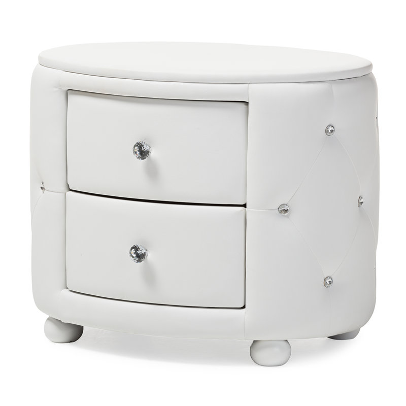 Table de chevet 2 tiroirs Meyanna, Blanc