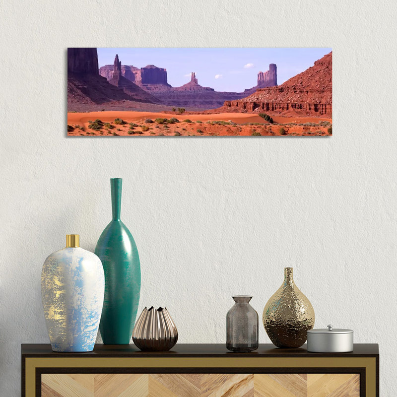 View to Northwest from 1St Marker in the Valley, Monument Valley, Arizona, USA, 1 Piece Wrapped Canvas Panoramic Wall Art