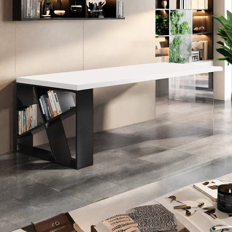 Bureau en bois massif clair et luxueux, H 29,53 po x l 86,61 po x P 31,50 po