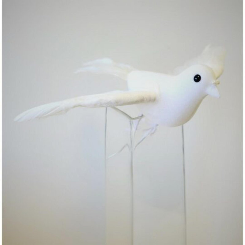 Décoration colombe blanche à plumes