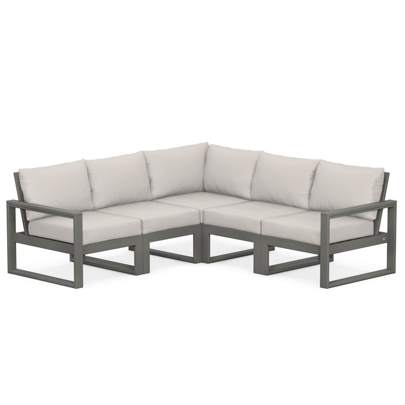 EDGE 5 - Person Seating Group with Cushions, Slate Gray, Dune Burlap