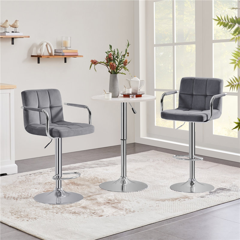 Tabouret de bar rotatif à hauteur ajustable Branislava, Gris foncé