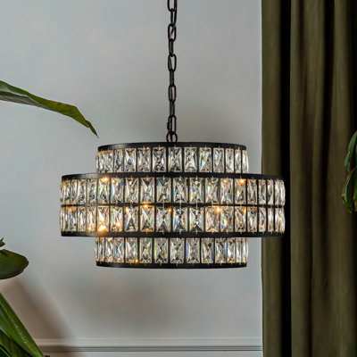 Luminaire suspendu cylindrique moderne à 4 lumières de 16 po en forme de lustre moderne en cristal de 16 po pour petits espaces dans la salle à manger