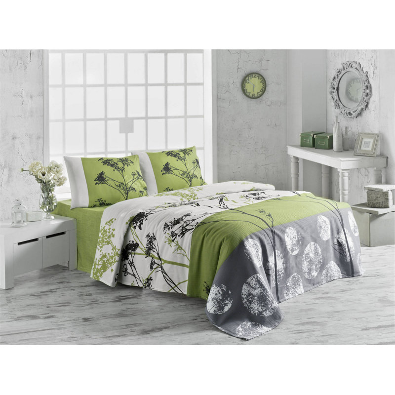 Jeté en coton Adeena, Vert, L 61 po x L 79 po