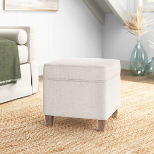 Beige Linen Tufted Foot Stool - 9''H, Rectangle Footrest for Sofa, Non-Slip  Pads