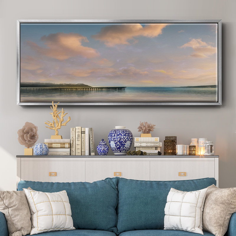 Pastel Sunnset- Framed Canvas, 12" H x 30" W