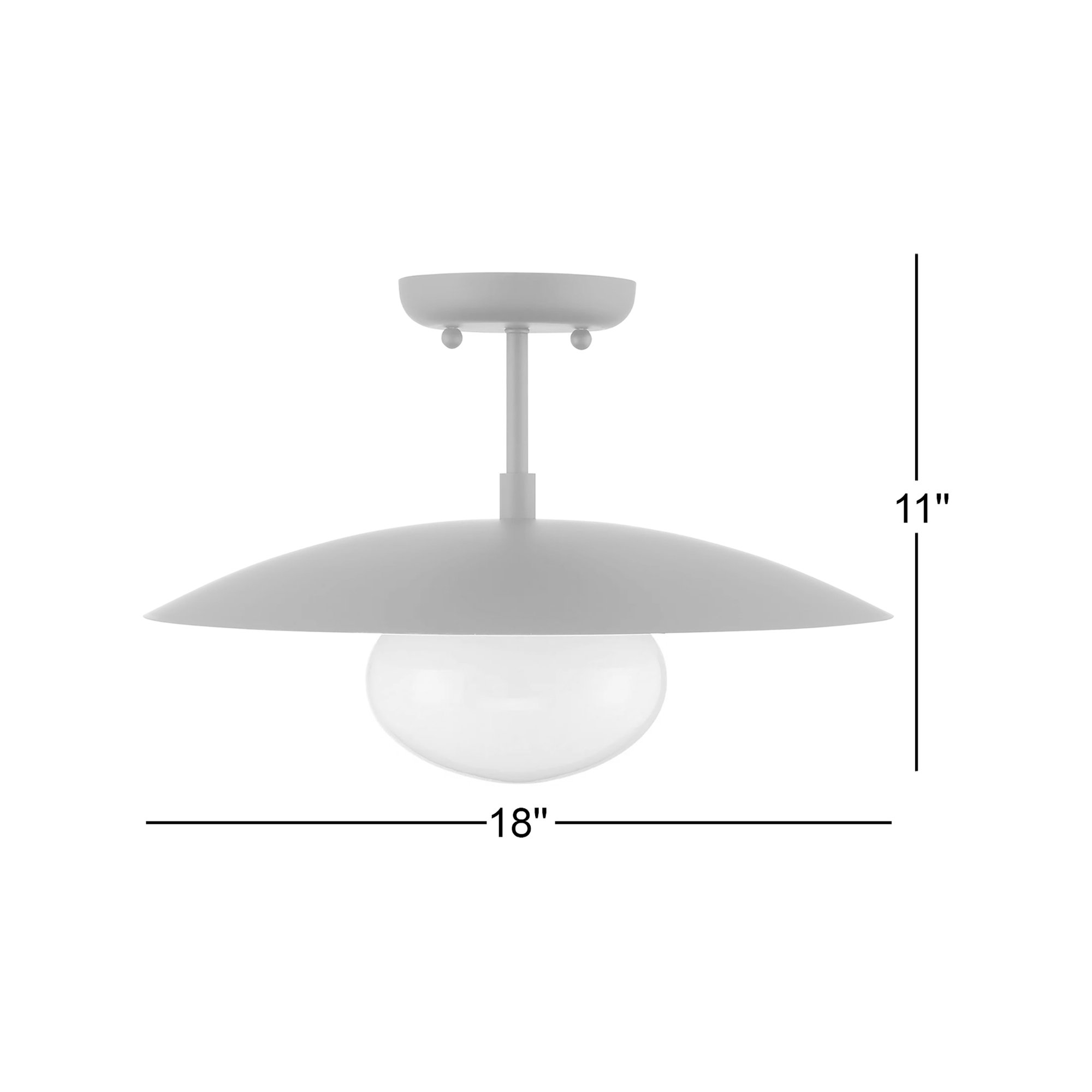 Del Single Light Metal Semi Flush Mount, Brass