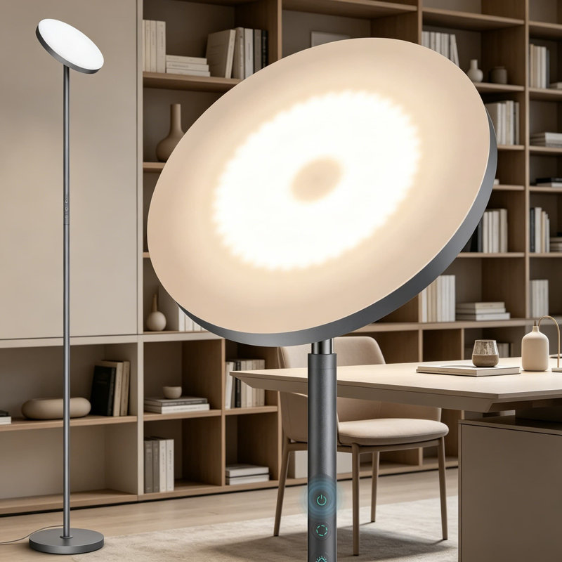 Lampe sur pied moderne à DEL avec télécommande, éclairage à intensité variable de 3500LM, température de couleur réglable de 2700K à 6500K pour le salon, la chambre à coucher et le bureau
