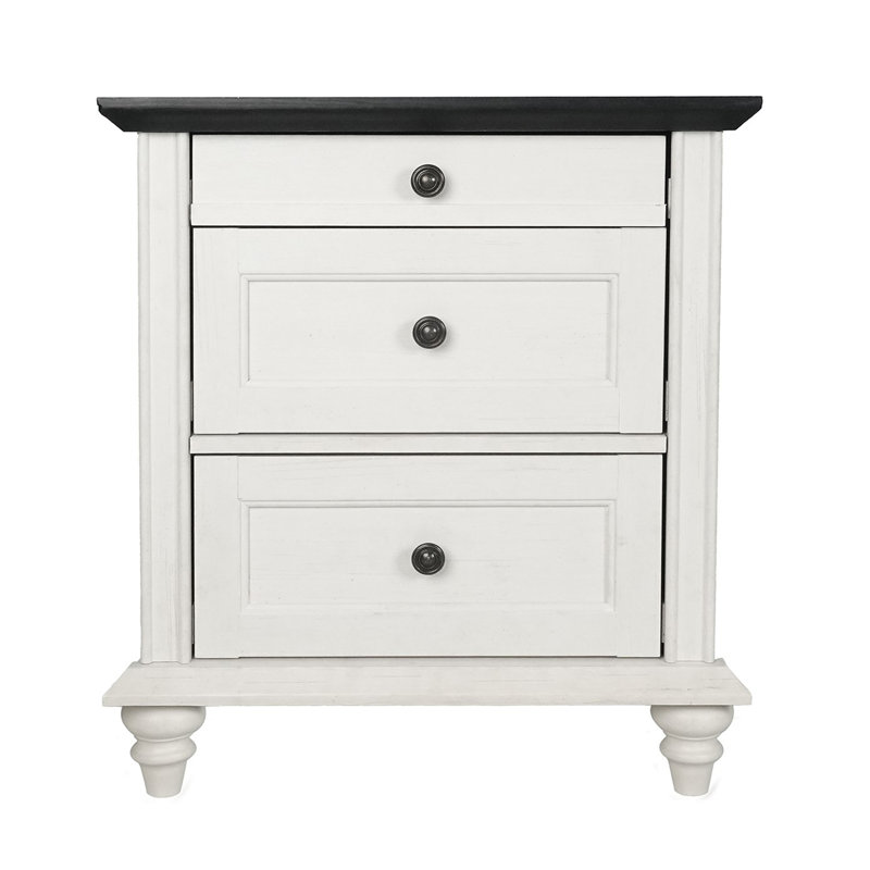 Table de chevet 1pc avec finition blanche et noire